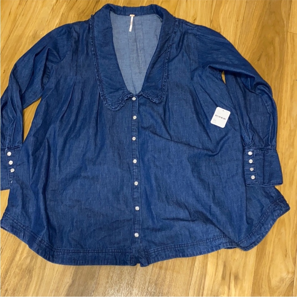 NWT Free People Charlie Button Down Denim Tunic Dress size XS - Picture 2 of 4